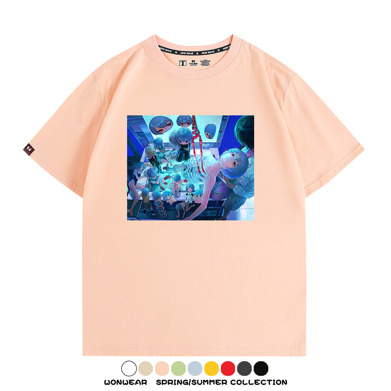 新世紀福音戰士EVA藝術插畫潮牌印花T恤夏季男潮純棉短袖寬鬆上衣