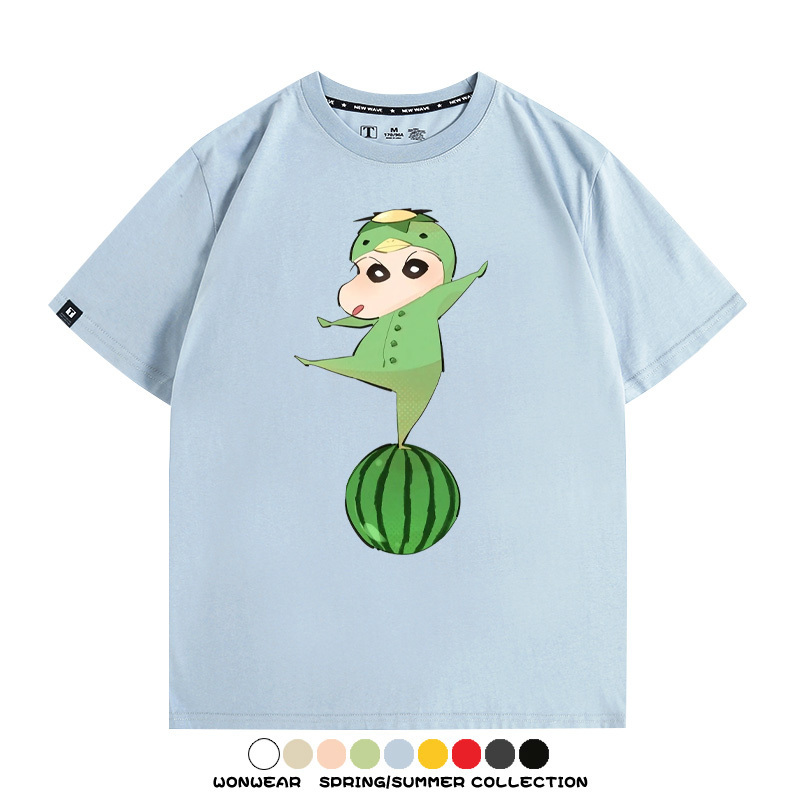 蠟筆小新河童聯名網紅表情包短袖上衣服情侶裝動漫周邊t恤衫半袖