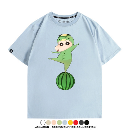 蠟筆小新河童聯名網紅表情包短袖上衣服情侶裝動漫周邊t恤衫半袖