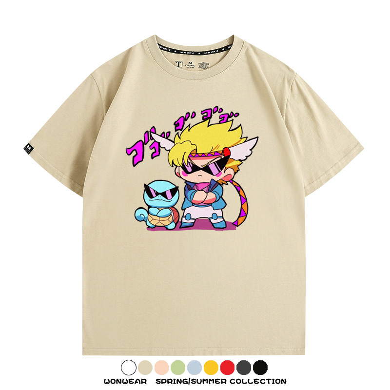 JOJO的奇妙冒險聯名寶可夢西撒傑尼龜T恤衫夏季情侶純棉短袖學生