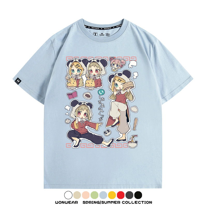 鏡音鈴初音未來Vocaloid家可愛熊貓二次元COS青少年周邊短袖夏季純棉