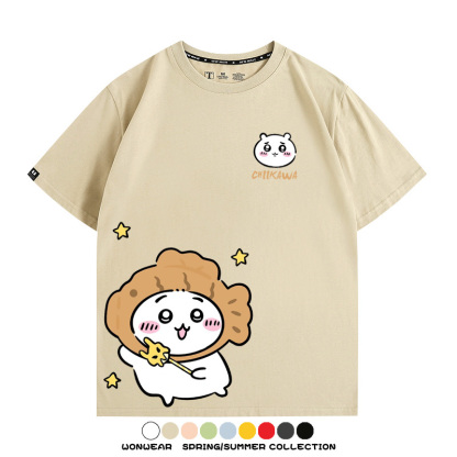 吉伊卡哇chiikawa小可愛吉伊烏薩奇小八聯動情侶短袖純棉T恤上衣
