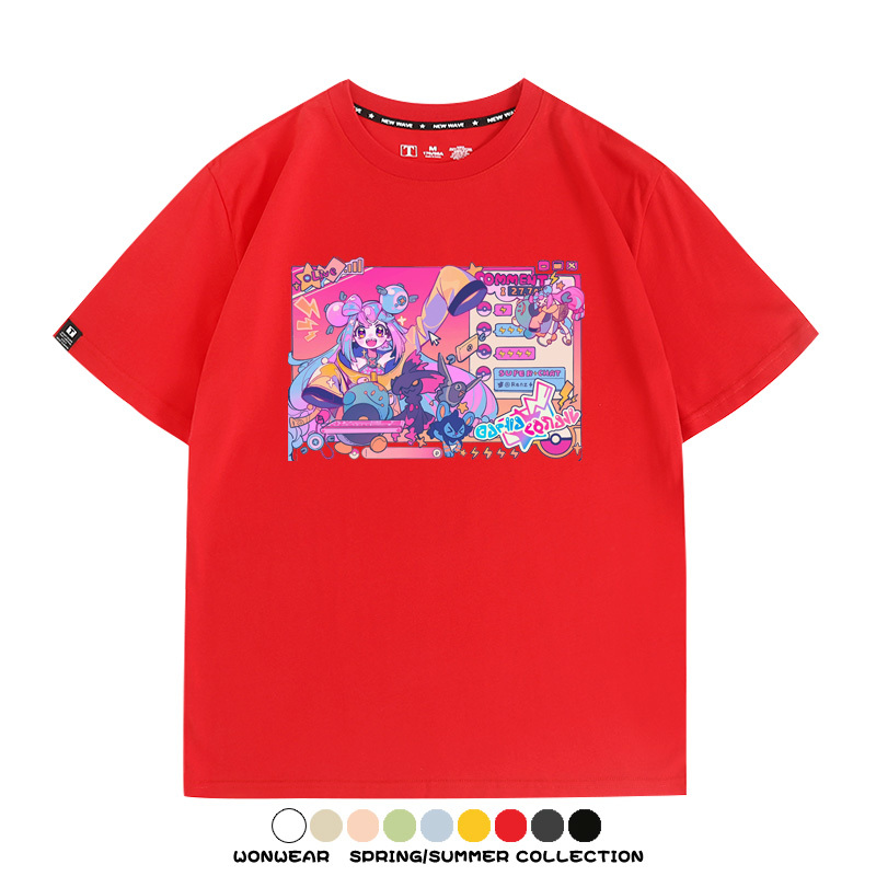 寶可夢歌姬美洛耶塔聯動MIKU初音未來周邊短袖T恤衫夏季純棉上衣寬鬆