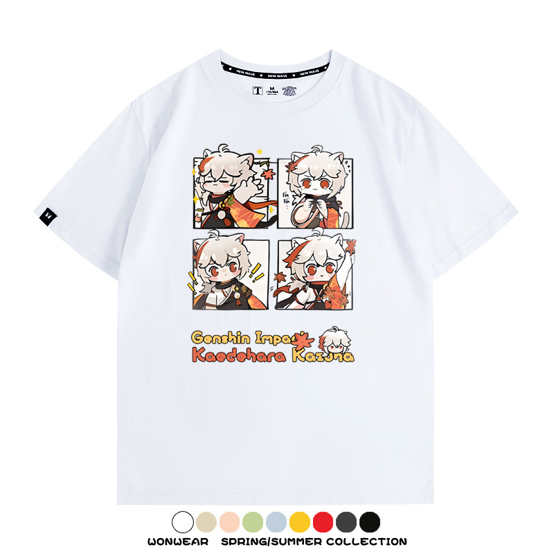 原神遊戲散兵可莉芙寧娜胡桃可愛Q版二次元周邊夏男純棉T恤衫短袖