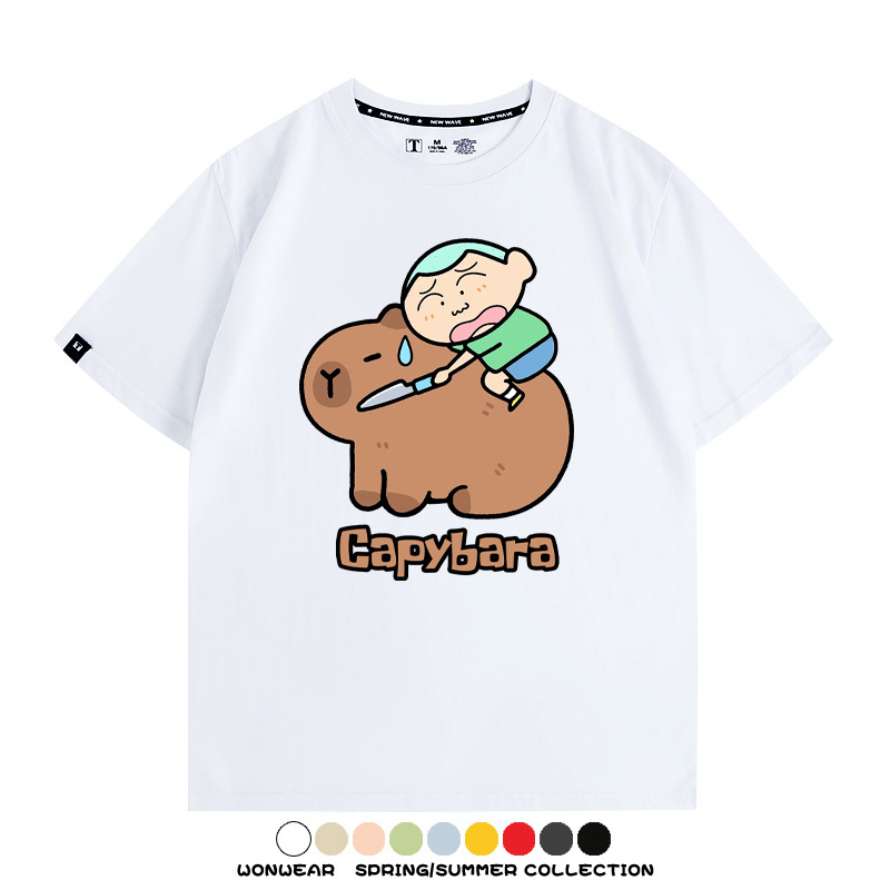 蠟筆小新卡皮巴拉水豚 親子情侶裝寬鬆短袖T