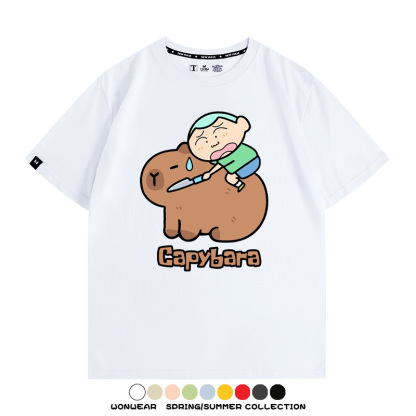 蠟筆小新卡皮巴拉水豚 親子情侶裝寬鬆短袖T