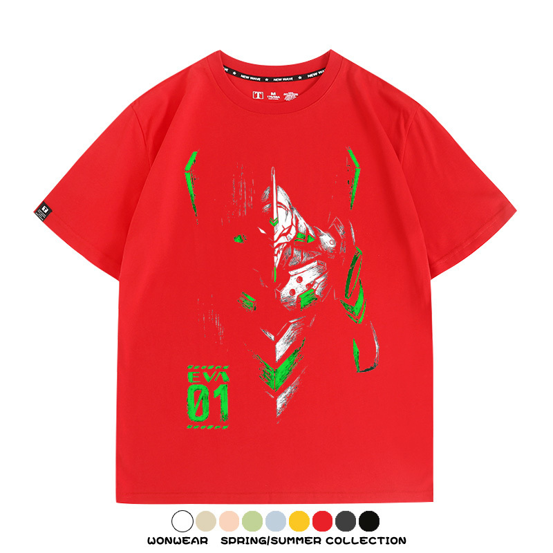 新世紀福音戰士EVA動漫周邊短袖T恤衫夏季男士純棉潮流二次元寬鬆