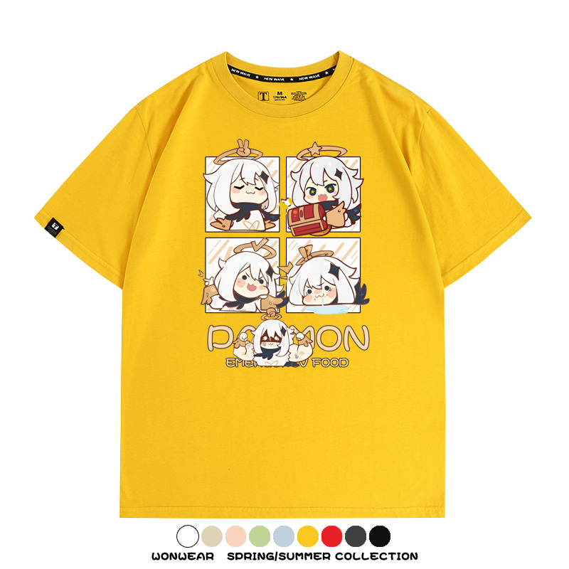 原神遊戲散兵可莉芙寧娜胡桃可愛Q版二次元周邊夏男純棉T恤衫短袖