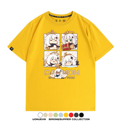 原神遊戲散兵可莉芙寧娜胡桃可愛Q版二次元周邊夏男純棉T恤衫短袖