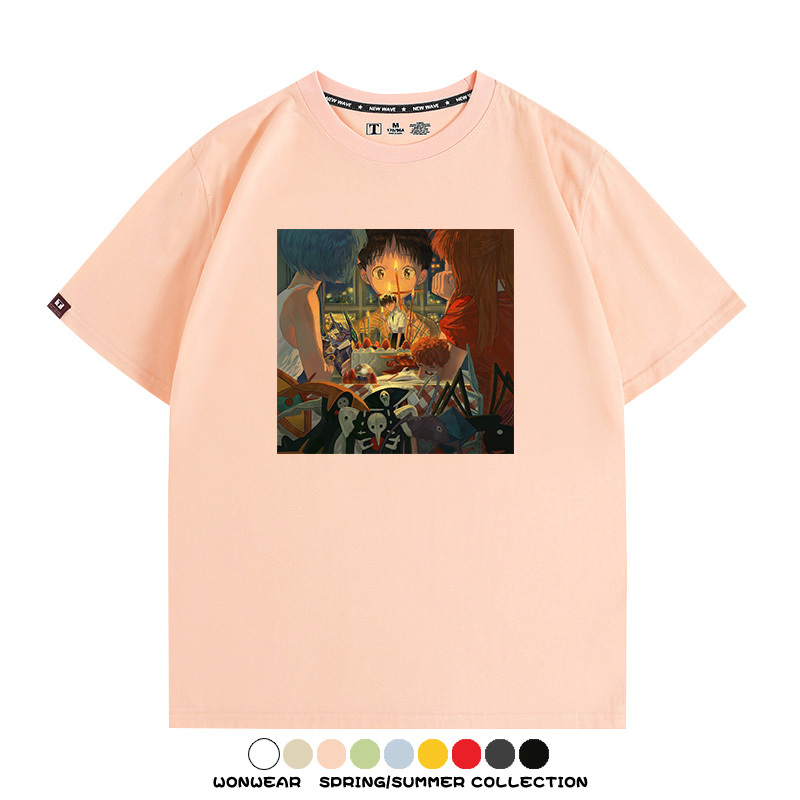 新世紀福音戰士EVA藝術插畫潮牌印花T恤夏季男潮純棉短袖寬鬆上衣