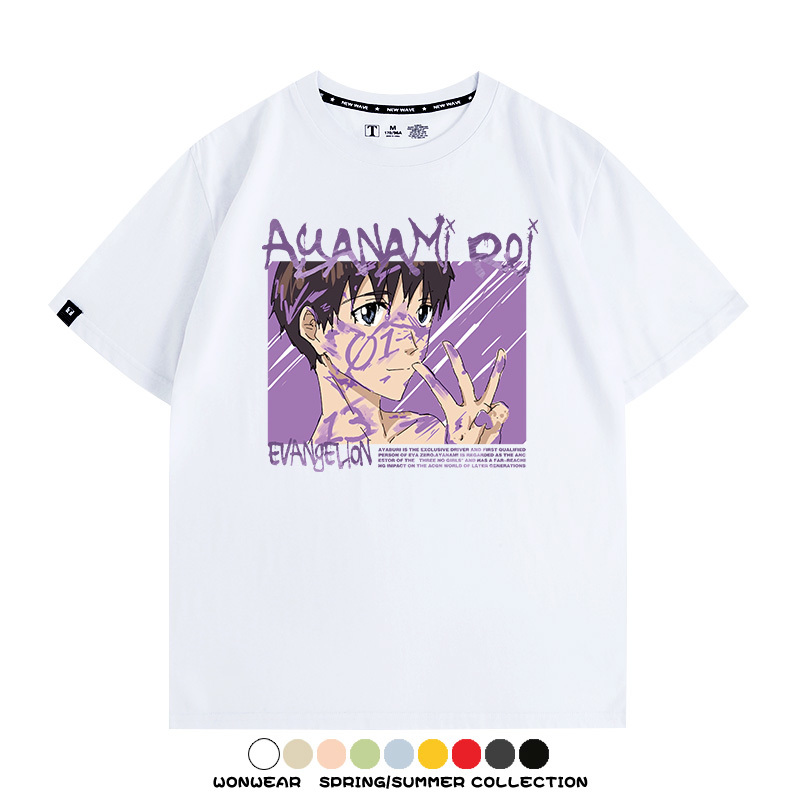 新世紀福音戰士EVA綾波麗明日香褚熏日系潮牌動漫青少年夏純棉T恤