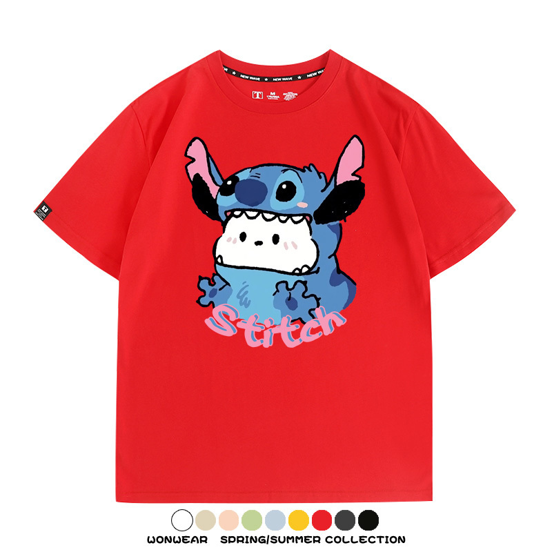 史迪奇三麗鷗帕恰狗聯名 親子情侶裝寬鬆短袖T