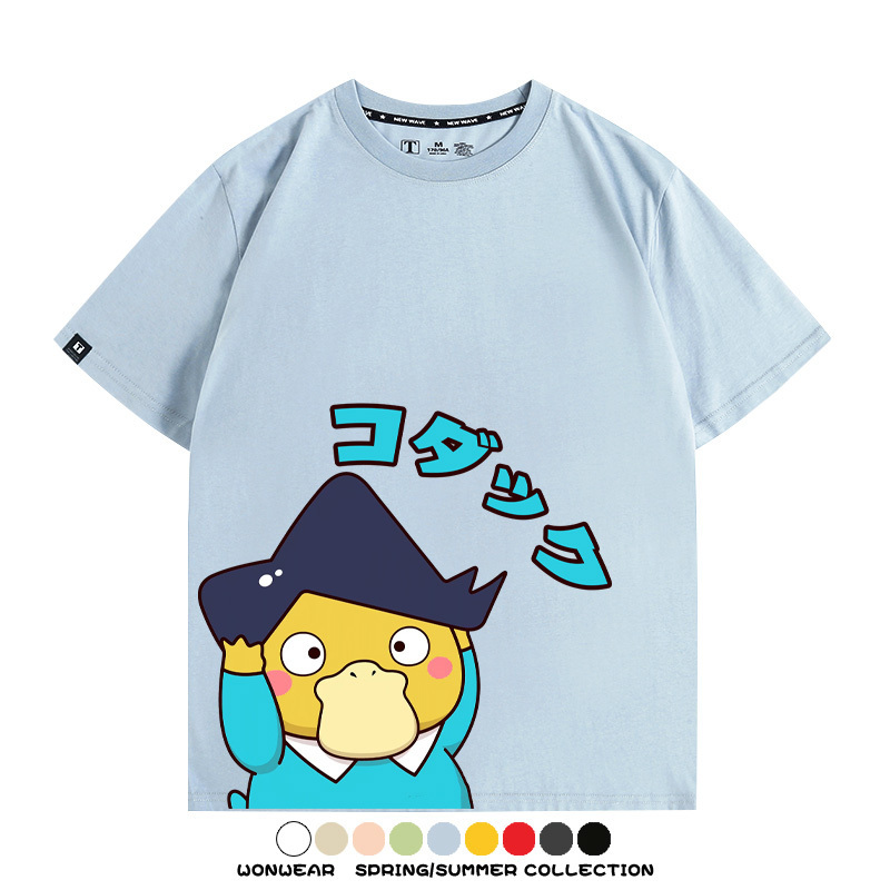 可達鴨cos蠟筆小新純棉t恤衫聯名卡通情侶裝周邊休閑短袖上衣服男