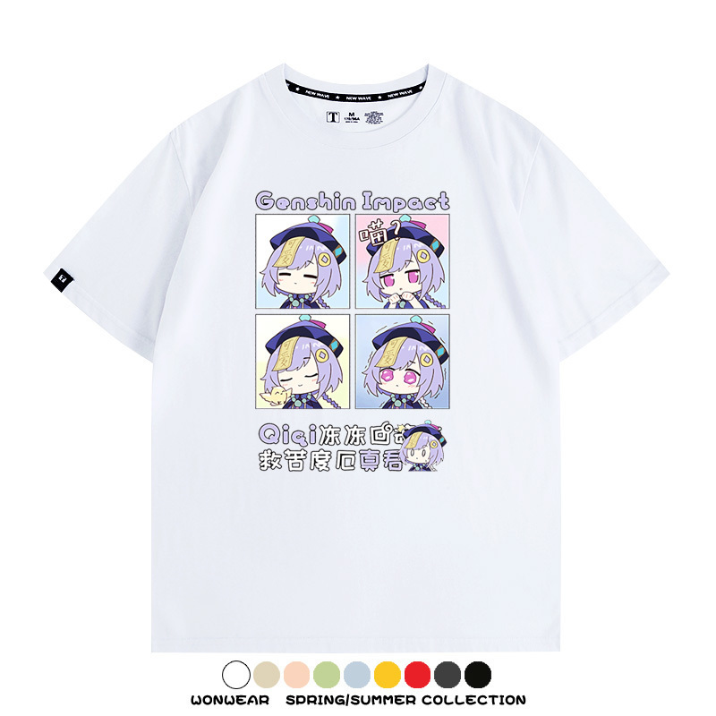 原神遊戲散兵可莉芙寧娜胡桃可愛Q版二次元周邊夏男純棉T恤衫短袖
