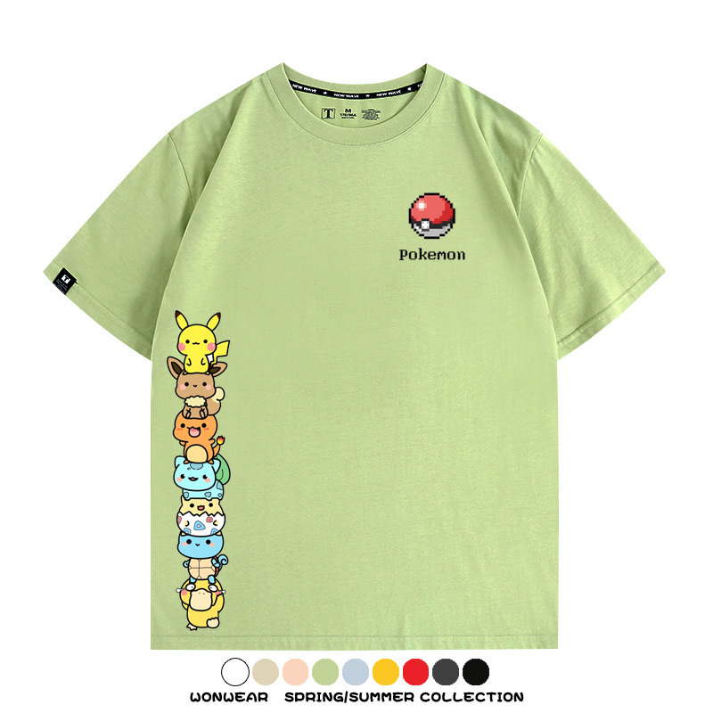 精靈寶可夢像素可愛 親子情侶裝寬鬆短袖T