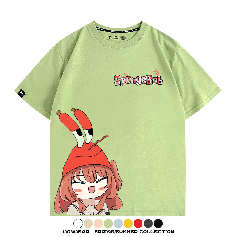 海綿寶寶x孤獨搖滾聯名 親子情侶寬鬆短袖T