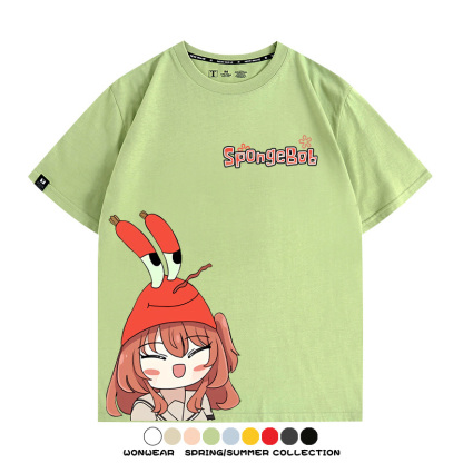 海綿寶寶x孤獨搖滾聯名 親子情侶寬鬆短袖T