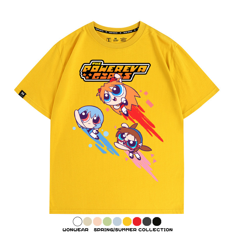 EVA福音戰士飛天小女警聯名 親子情侶裝寬鬆短袖T