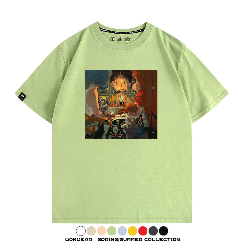 新世紀福音戰士EVA藝術插畫潮牌印花T恤夏季男潮純棉短袖寬鬆上衣