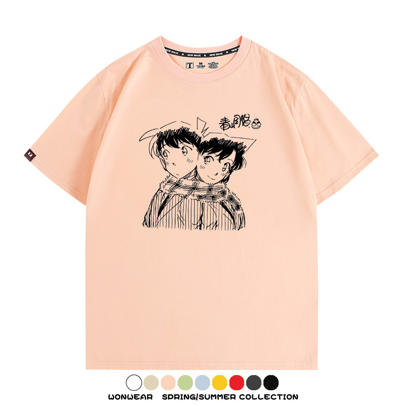 名偵探柯南灰原哀小蘭潮牌情侶原畫聯動周邊短袖夏季純棉T恤寬鬆