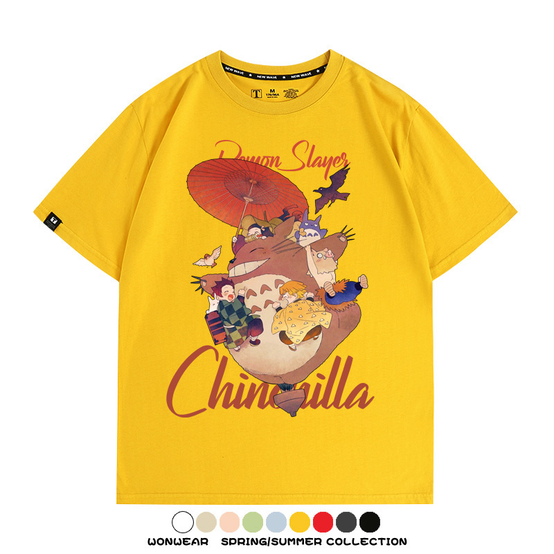 宮崎駿龍貓x鬼滅之刃動漫周邊短袖T恤