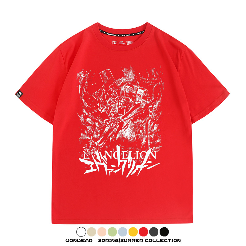 新世紀福音戰士EVA動漫周邊短袖T恤衫夏季男士純棉潮流二次元寬鬆