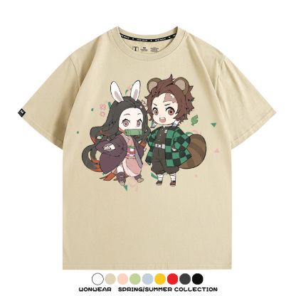 鬼滅之刃動漫周邊聯名  親子情侶裝寬鬆短袖T