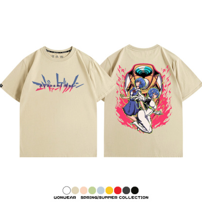 潮牌綾波麗EVA聯名 親子情侶裝寬鬆短袖T