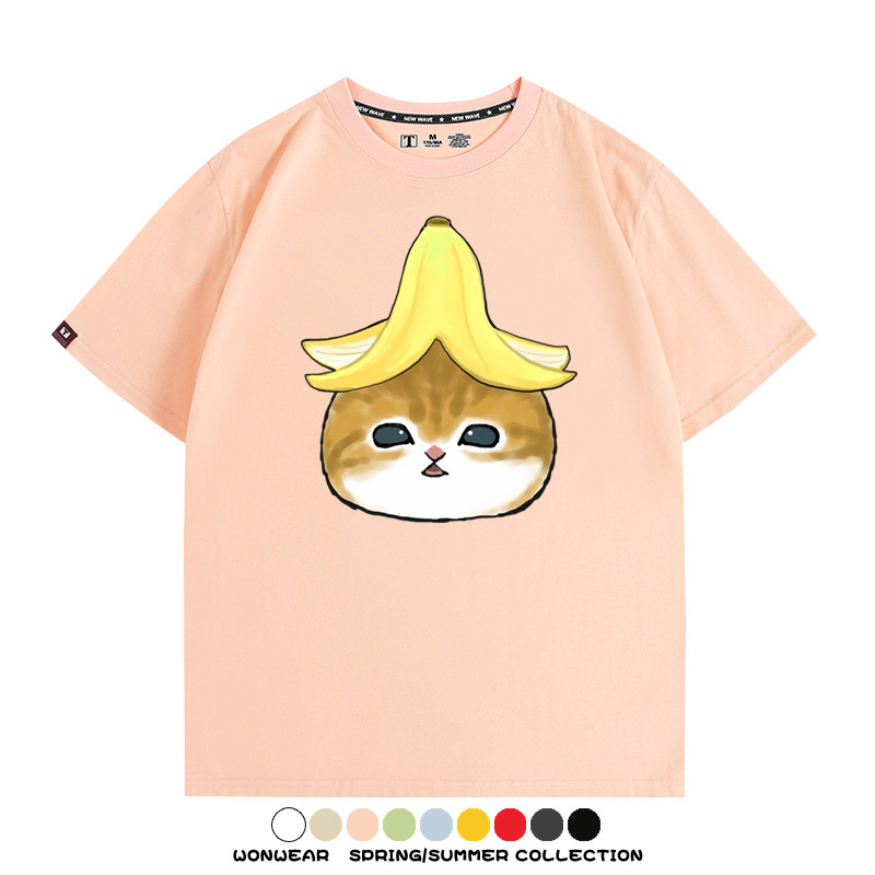 香蕉貓福珊迪情侶裝短袖上衣服日系二次元喵聯名半袖動物半袖男t恤夏