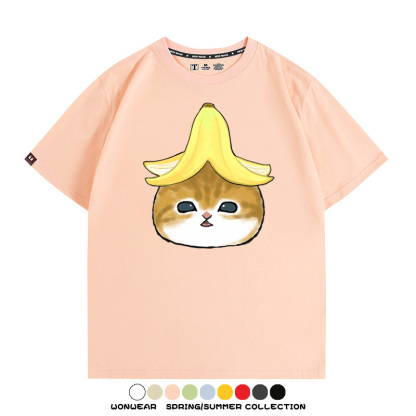 香蕉貓福珊迪情侶裝短袖上衣服日系二次元喵聯名半袖動物半袖男t恤夏