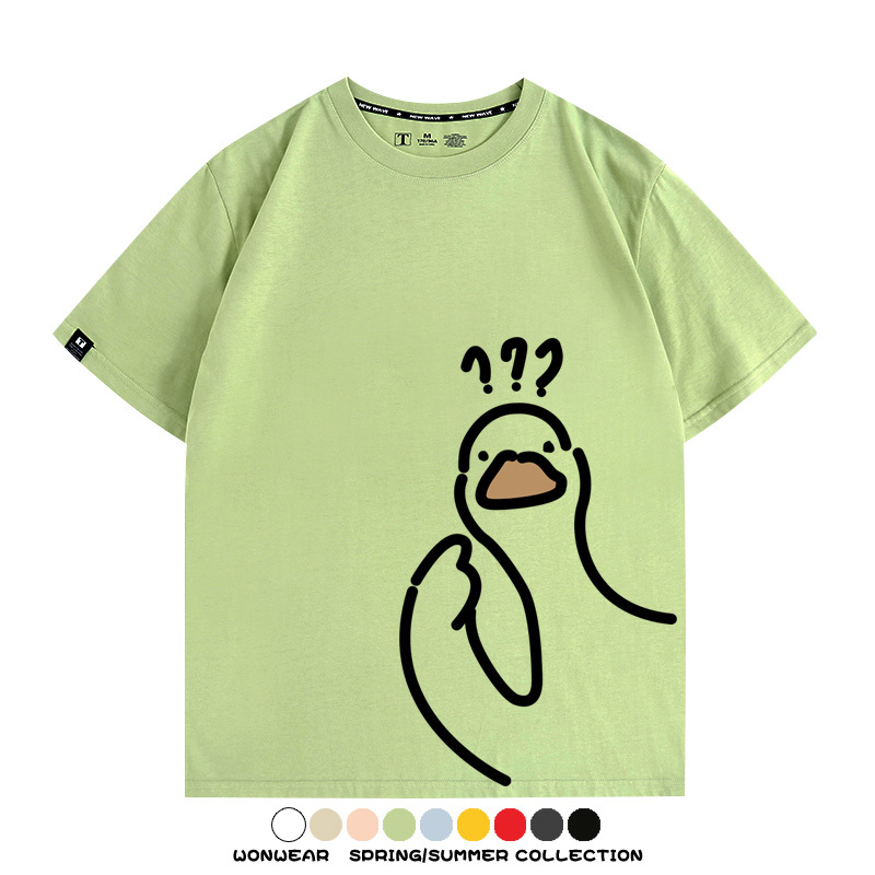趣味大鵝鴨鴨卡通可愛新款潮流情侶短袖夏季青少年男百搭純棉T恤
