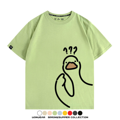 趣味大鵝鴨鴨卡通可愛新款潮流情侶短袖夏季青少年男百搭純棉T恤