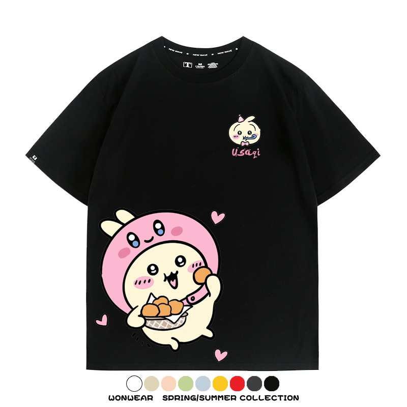 吉伊卡哇chiikawa小可愛吉伊烏薩奇小八聯動情侶短袖純棉T恤上衣