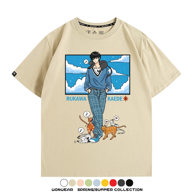 灌籃高手流川楓貓咪聯名 親子情侶裝寬鬆短袖T