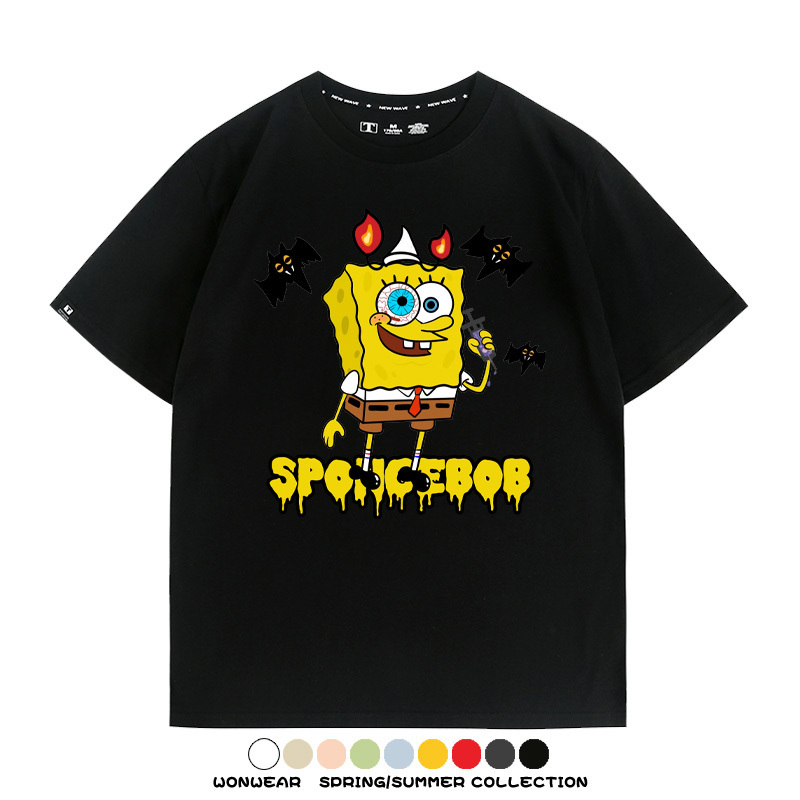 萬聖節海綿寶寶派大星聯名情侶裝t恤衫卡通動漫周邊短袖上衣服男