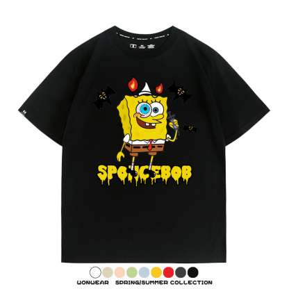萬聖節海綿寶寶派大星聯名情侶裝t恤衫卡通動漫周邊短袖上衣服男