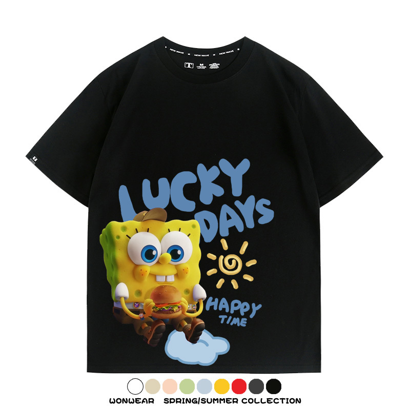 海綿寶寶派大星聯名 親子情侶寬鬆短袖T