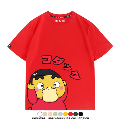 可達鴨cos蠟筆小新純棉t恤衫聯名卡通情侶裝周邊休閑短袖上衣服男