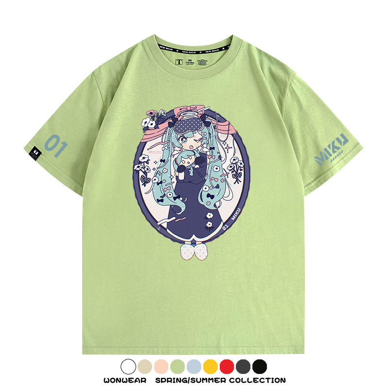 初音未來MIKU 周邊情侶百搭短袖t-shirt