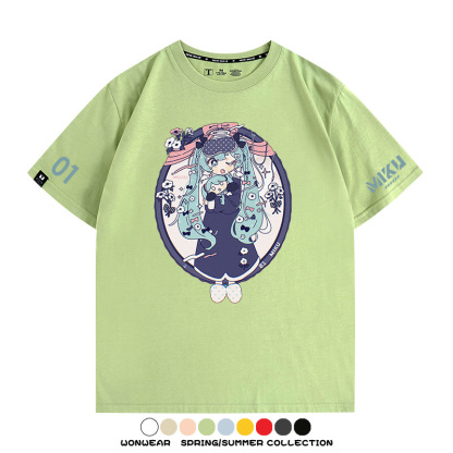 初音未來MIKU 周邊情侶百搭短袖t-shirt