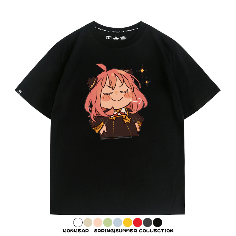 間諜家家酒動漫阿尼亞卡通可愛周邊情侶T恤衫夏季純棉短袖上衣潮