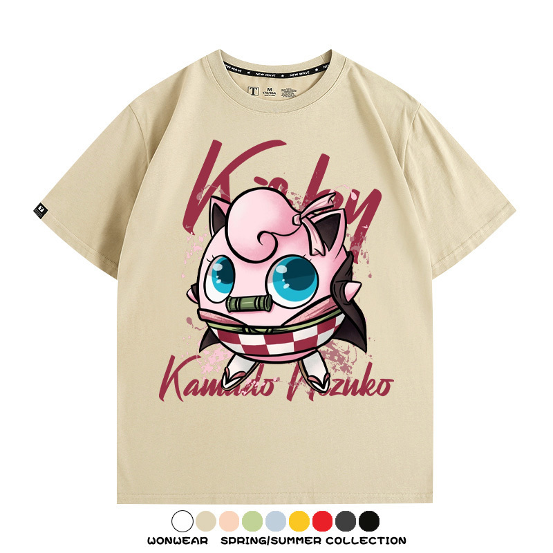 寶可夢胖丁聯名鬼滅之刃禰豆子周邊短袖T恤