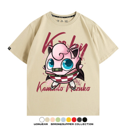 寶可夢胖丁聯名鬼滅之刃禰豆子周邊短袖T恤