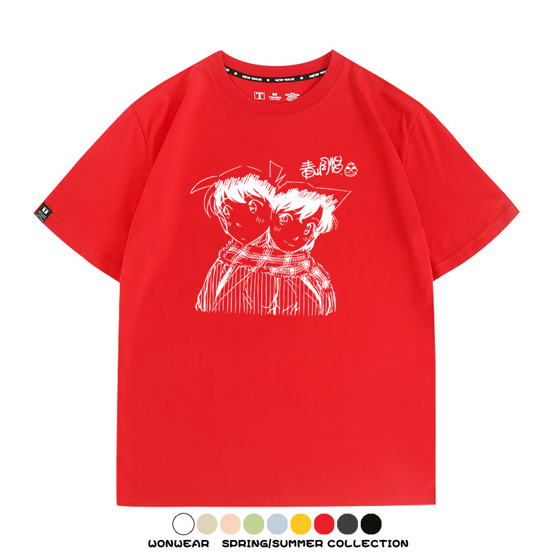 名偵探柯南灰原哀小蘭潮牌情侶原畫聯動周邊短袖夏季純棉T恤寬鬆