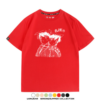 名偵探柯南灰原哀小蘭潮牌情侶原畫聯動周邊短袖夏季純棉T恤寬鬆