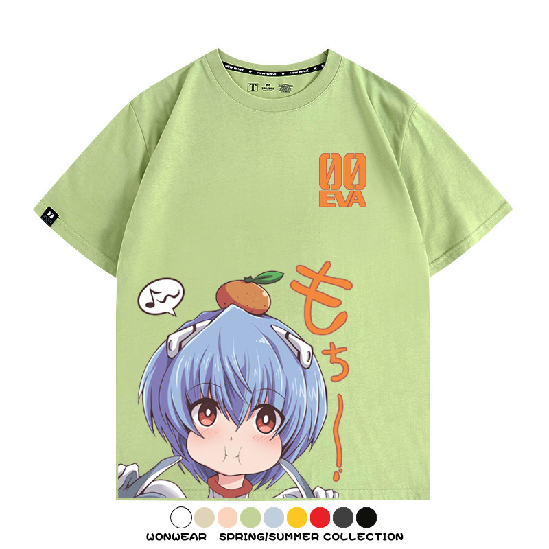 綾波麗Q版短袖上衣服EVA福音戰士動漫周邊純棉半袖卡通情侶t恤衫