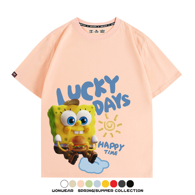 海綿寶寶派大星聯名 親子情侶寬鬆短袖T