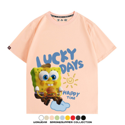海綿寶寶派大星聯名 親子情侶寬鬆短袖T