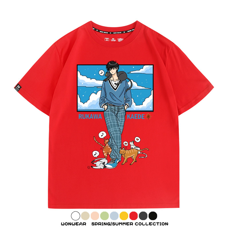 灌籃高手流川楓貓咪聯名 親子情侶裝寬鬆短袖T