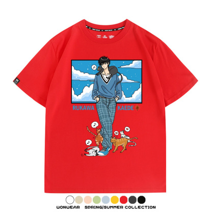 灌籃高手流川楓貓咪聯名 親子情侶裝寬鬆短袖T